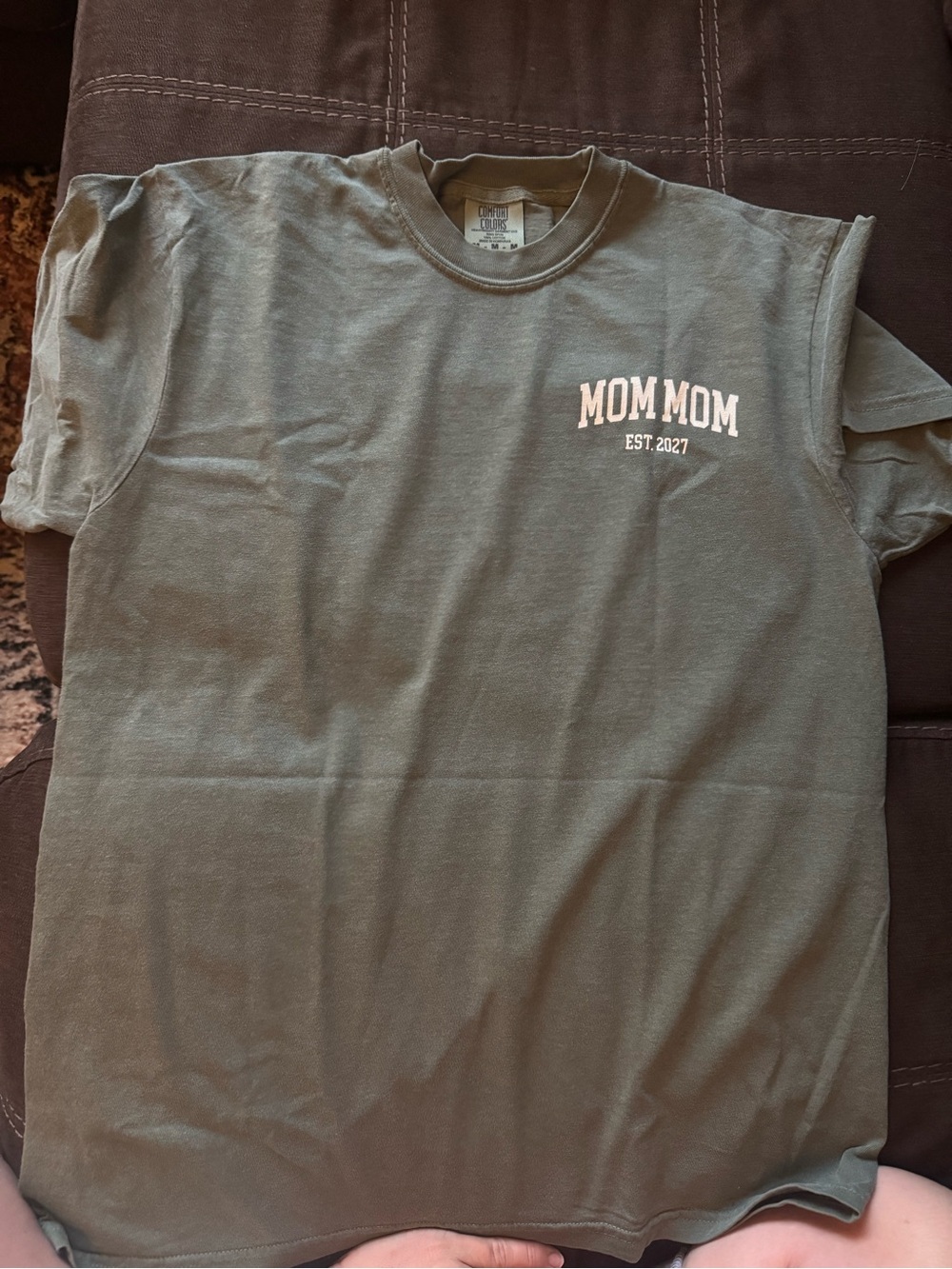 Mom Mom EST. 2027 Olive Short-Sleeve Crewneck T-Shirt